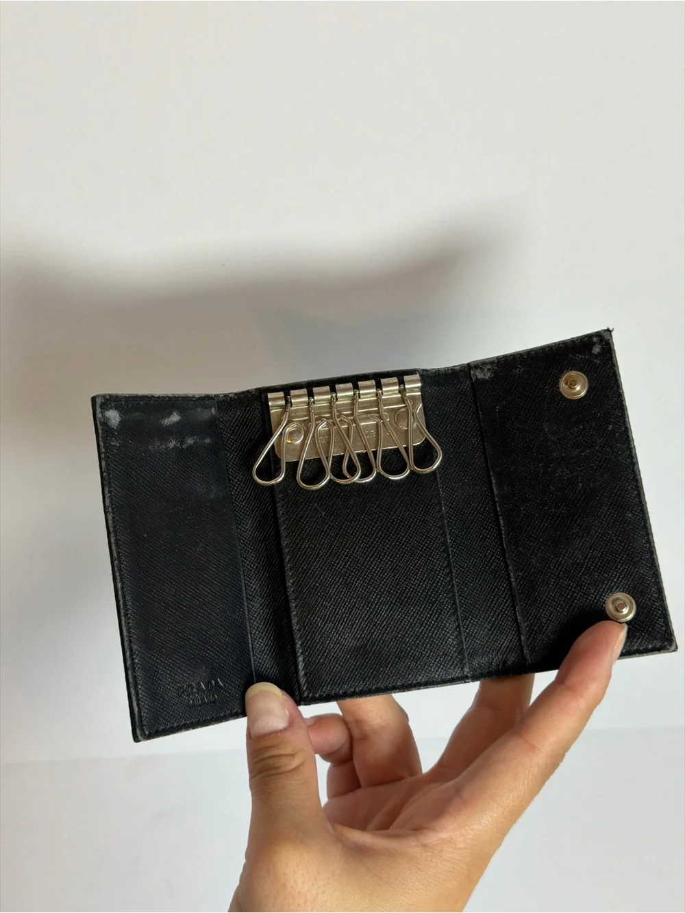 Prada Black Nylon Keyholder
